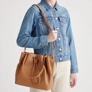 Quince Italian Leather Triple Compartment Bucket Bag